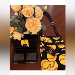 N Gil Baseball Softball Print Crossbody Bag and Billfold